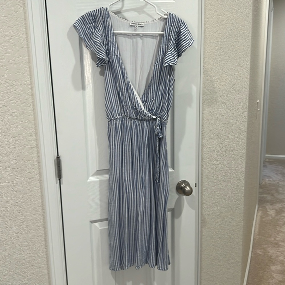Blue and white stripped dress
